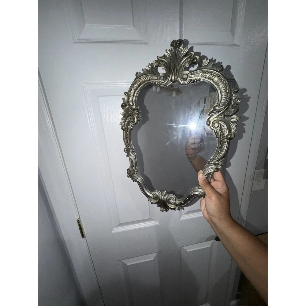 Euromarchi Ornate Mirror Made In Italy Wall Hanging Silver